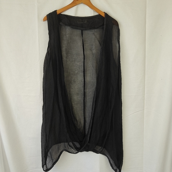 VTG Blue Fish Mesh Silk Navy Blue Boho Blouse Size 0 Women's - Picture 4 of 15